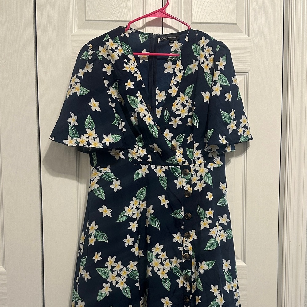 Floral Wrap Dress with Short Sleeves